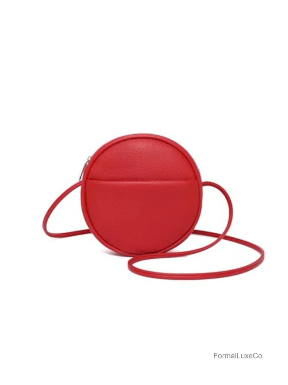 PU Leather Round Crossbody Bag with Adjustable Strap